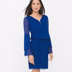 WHBM Long Sleeved Jacquard Boho Dress